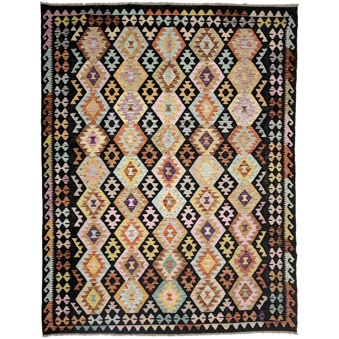 Afghan Vegetable Kilim Rug 6' 7" x 9' 6" Flat-Weave | No. AL565702