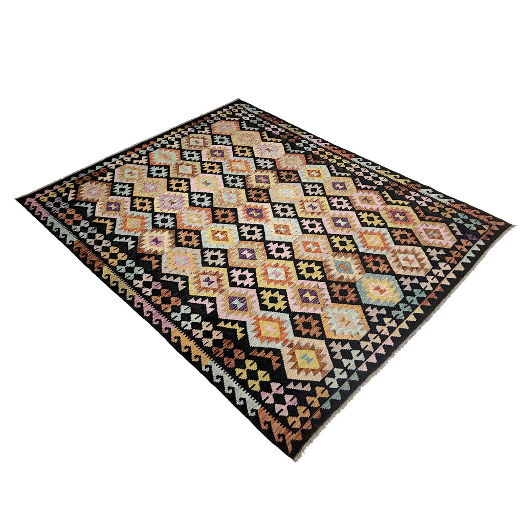 Afghan Vegetable Kilim Rug 6' 7" x 9' 6" Flat-Weave | No. AL565702