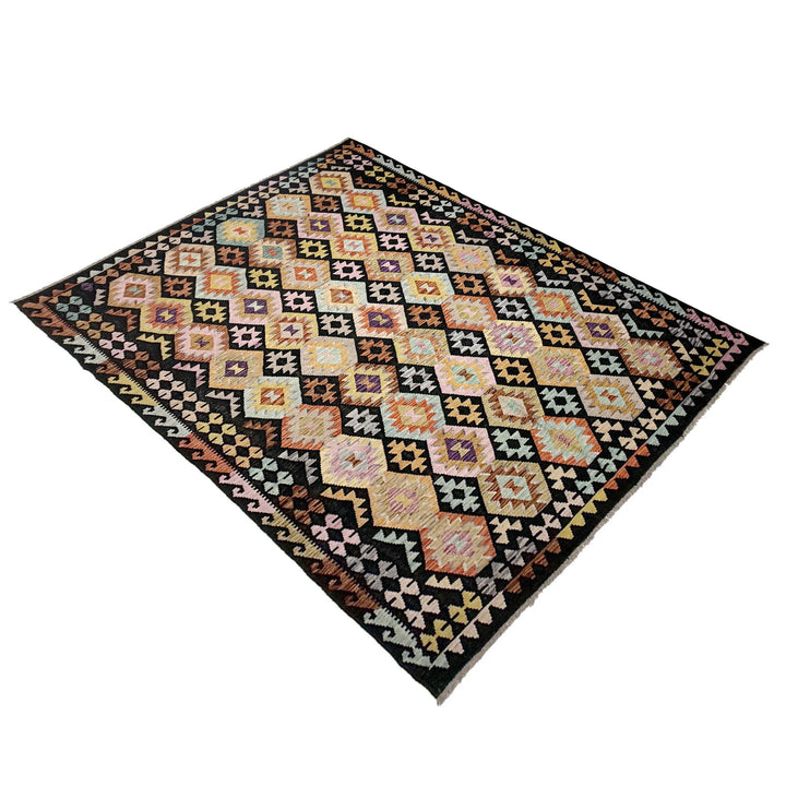 Afghan Vegetable Kilim Rug 6' 7" x 9' 6" Flat-Weave | No. AL565702