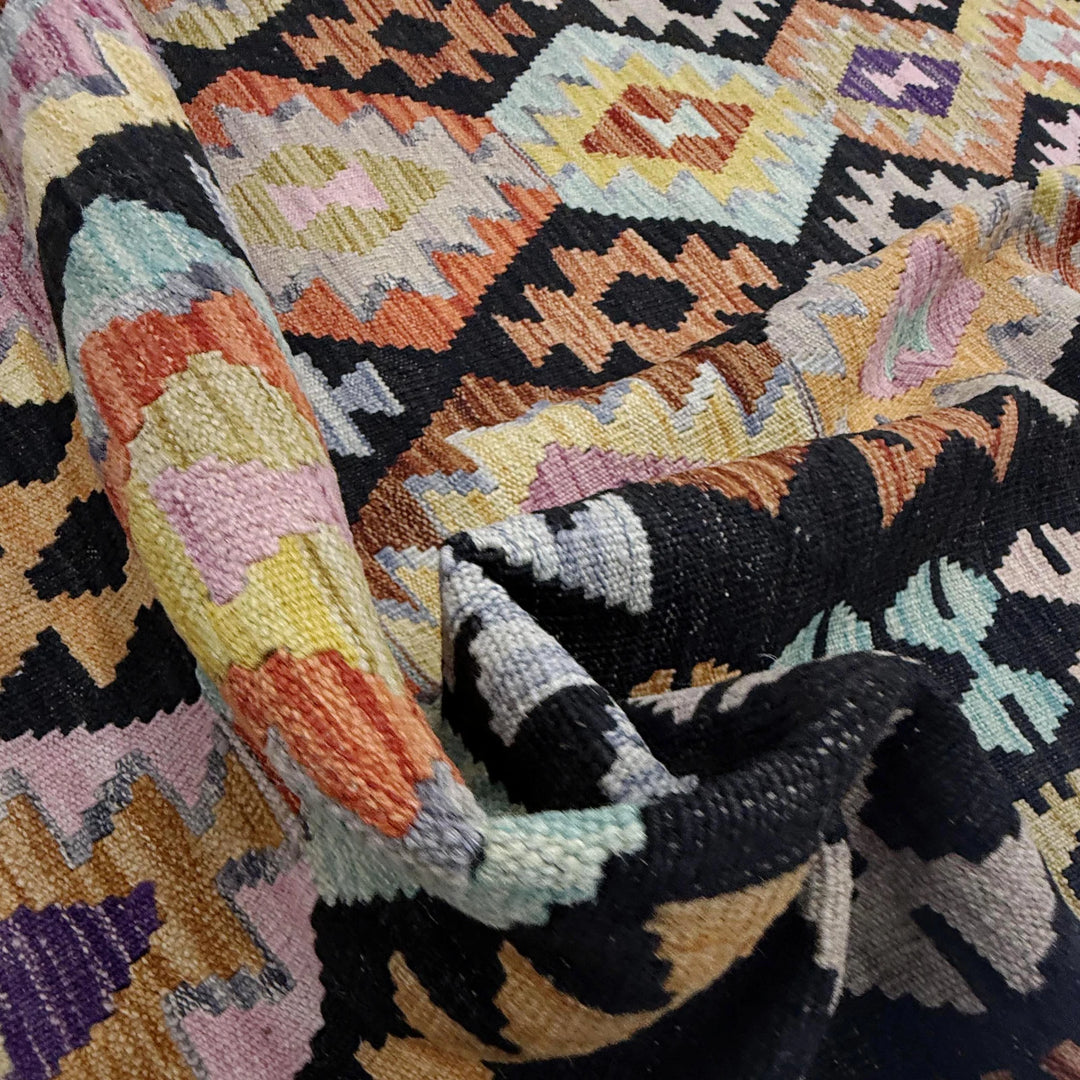 Afghan Vegetable Kilim Rug 6' 7" x 9' 6" Flat-Weave | No. AL565702