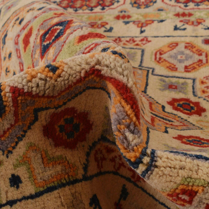 Beige Afghan Kazak Rug 3'3" x 4'11" Hand-Knotted | No. AL56596