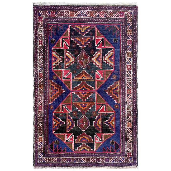 Afghan Baluchi Rug 3' 7" x 6' 3" Hand-Knotted | No. AL56603