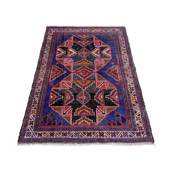 Afghan Baluchi Rug 3' 7" x 6' 3" Hand-Knotted | No. AL56603