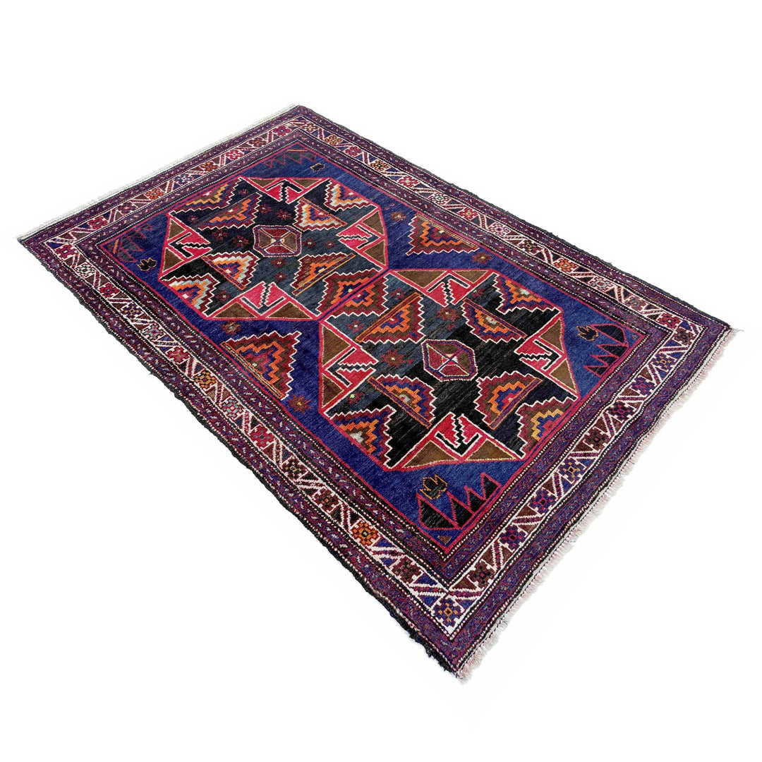 Afghan Baluchi Rug 3' 7" x 6' 3" Hand-Knotted | No. AL56603