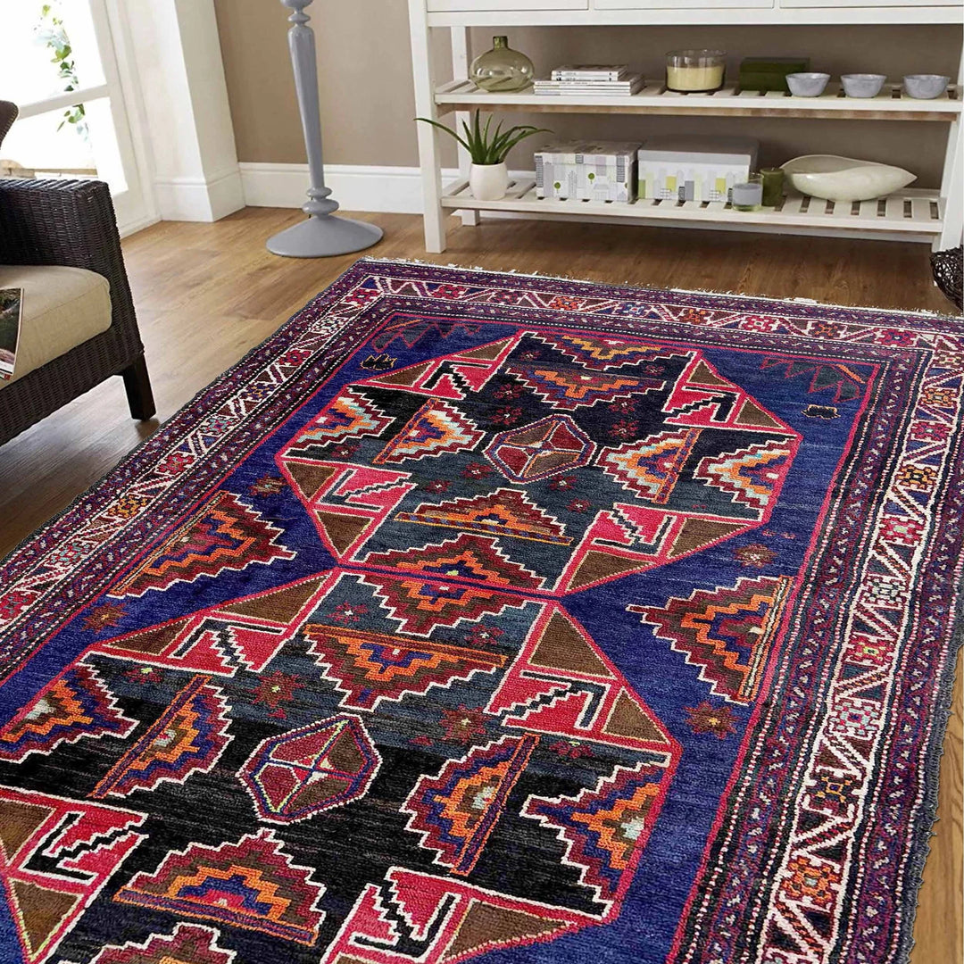 Afghan Baluchi Rug 3' 7" x 6' 3" Hand-Knotted | No. AL56603