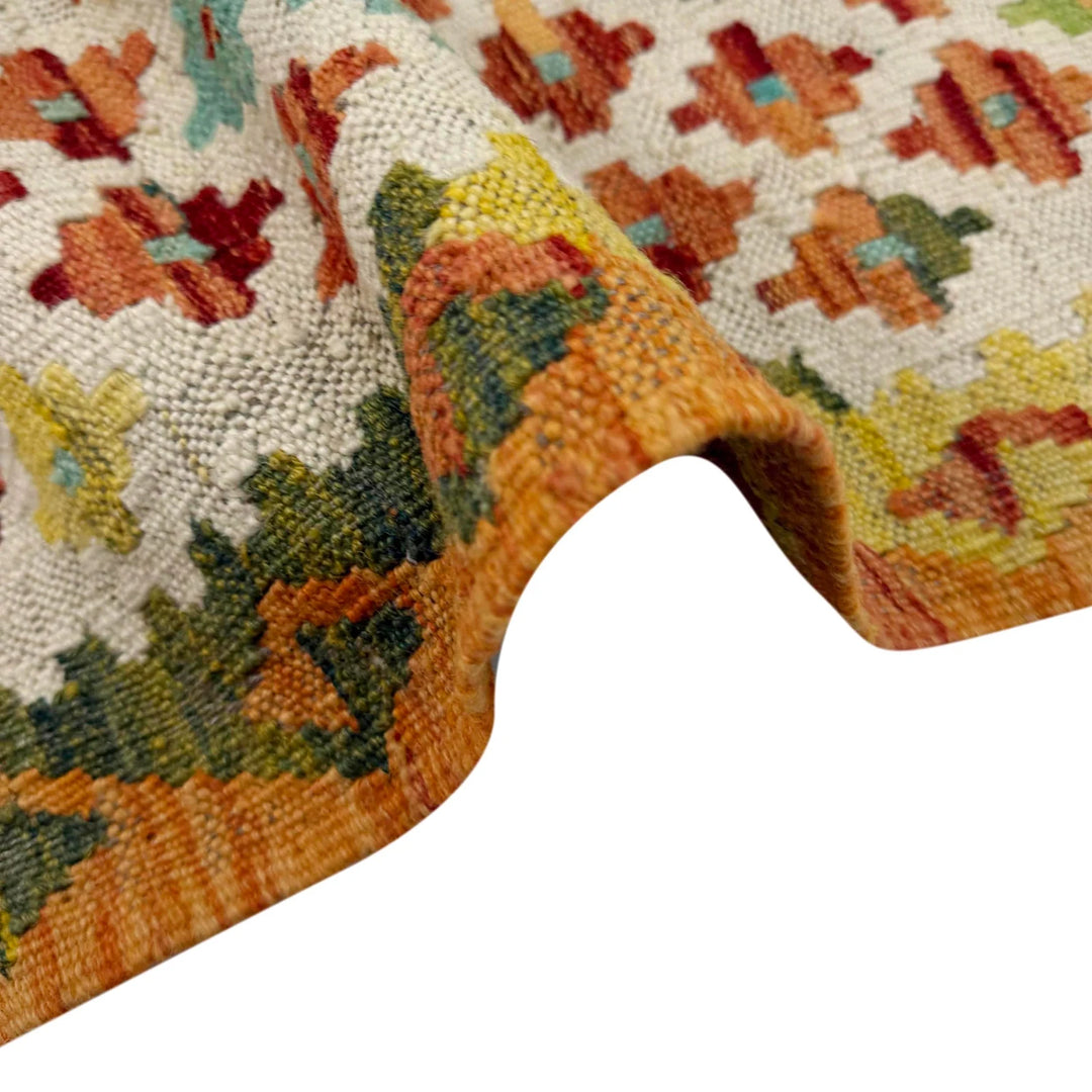 Afghan Vegetable Kilim Rug 6' 8" x 9' 3" Flat-Weave | No. AL566370