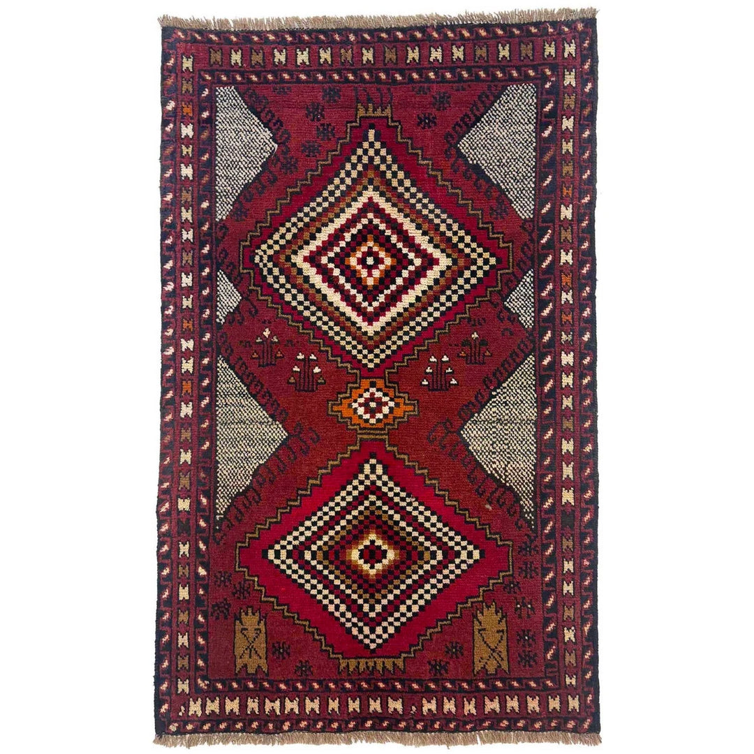 Afghan Baluchi Rug 2' 11" x 4' 4" Hand-Knotted | No. AL56715