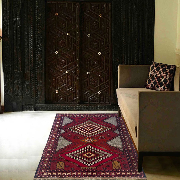 Afghan Baluchi Rug 2' 11" x 4' 4" Hand-Knotted | No. AL56715