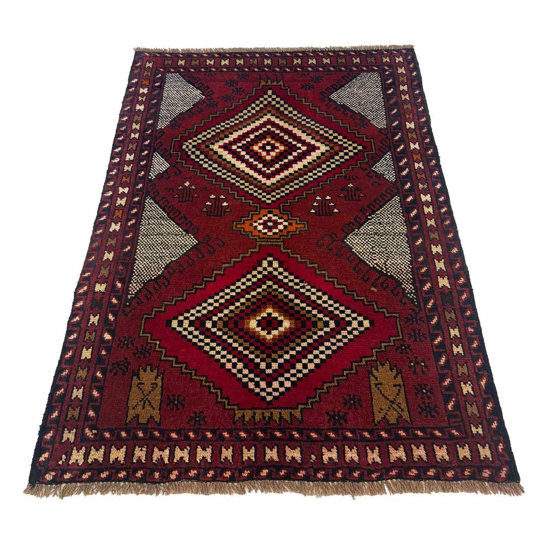 Afghan Baluchi Rug 2' 11" x 4' 4" Hand-Knotted | No. AL56715