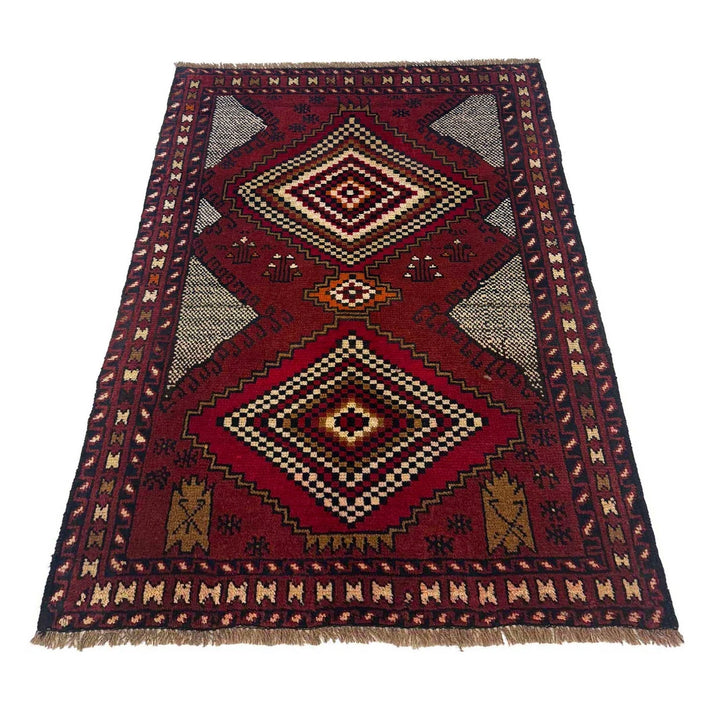 Afghan Baluchi Rug 2' 11" x 4' 4" Hand-Knotted | No. AL56715
