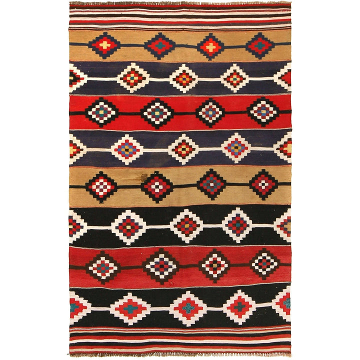 Afghan Maimana Kilim Rug 4' 3" x 6' 8" Flat-Weave | No. AL56823