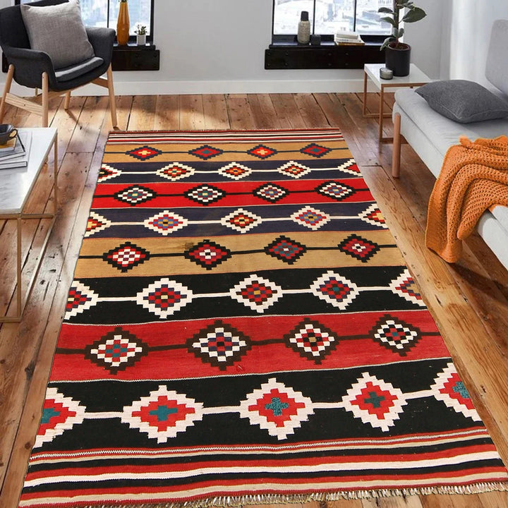 Afghan Maimana Kilim Rug 4' 3" x 6' 8" Flat-Weave | No. AL56823