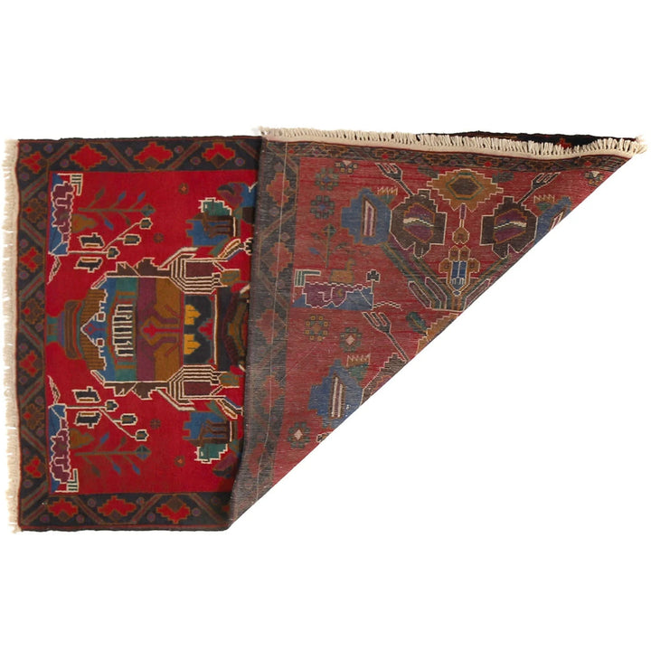 Red Afghan Baluchi Rug 2' 10" x 4' 7" Hand-Knotted | No. AL56826