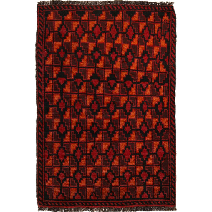 Afghan Baluchi Rug 3' 0" x 4' 6" Hand-Knotted | No. AL56895