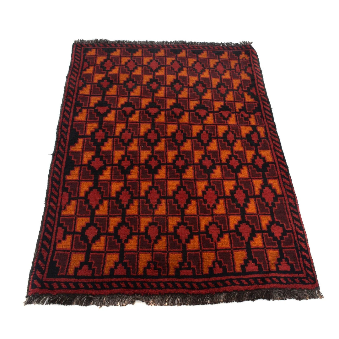 Afghan Baluchi Rug 3' 0" x 4' 6" Hand-Knotted | No. AL56895