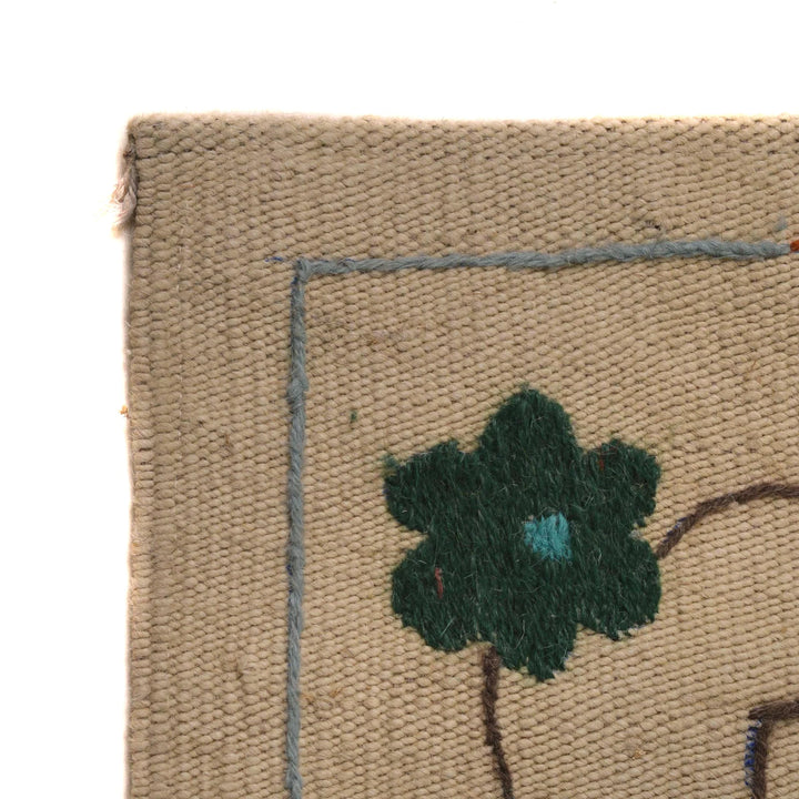Tan Pakistani Kilim Rug 5'5" x 7'9" Flat-Weave | No. AL56898