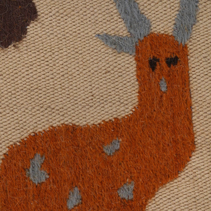 Tan Pakistani Kilim Rug 5'5" x 7'9" Flat-Weave | No. AL56898