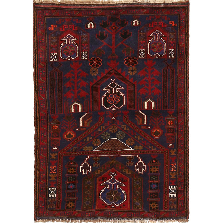Afghan Prayer Rug 3' 1" x 4' 6" Hand-Knotted | No. AL56955