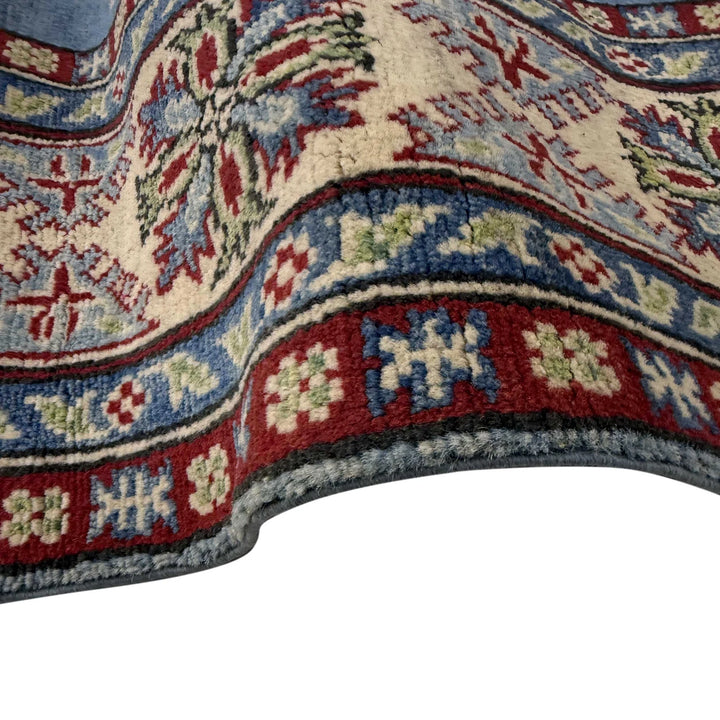 Blue Afghan Kazak Rug 4' 11" x 6' 9" Hand-Knotted | No. AL56966