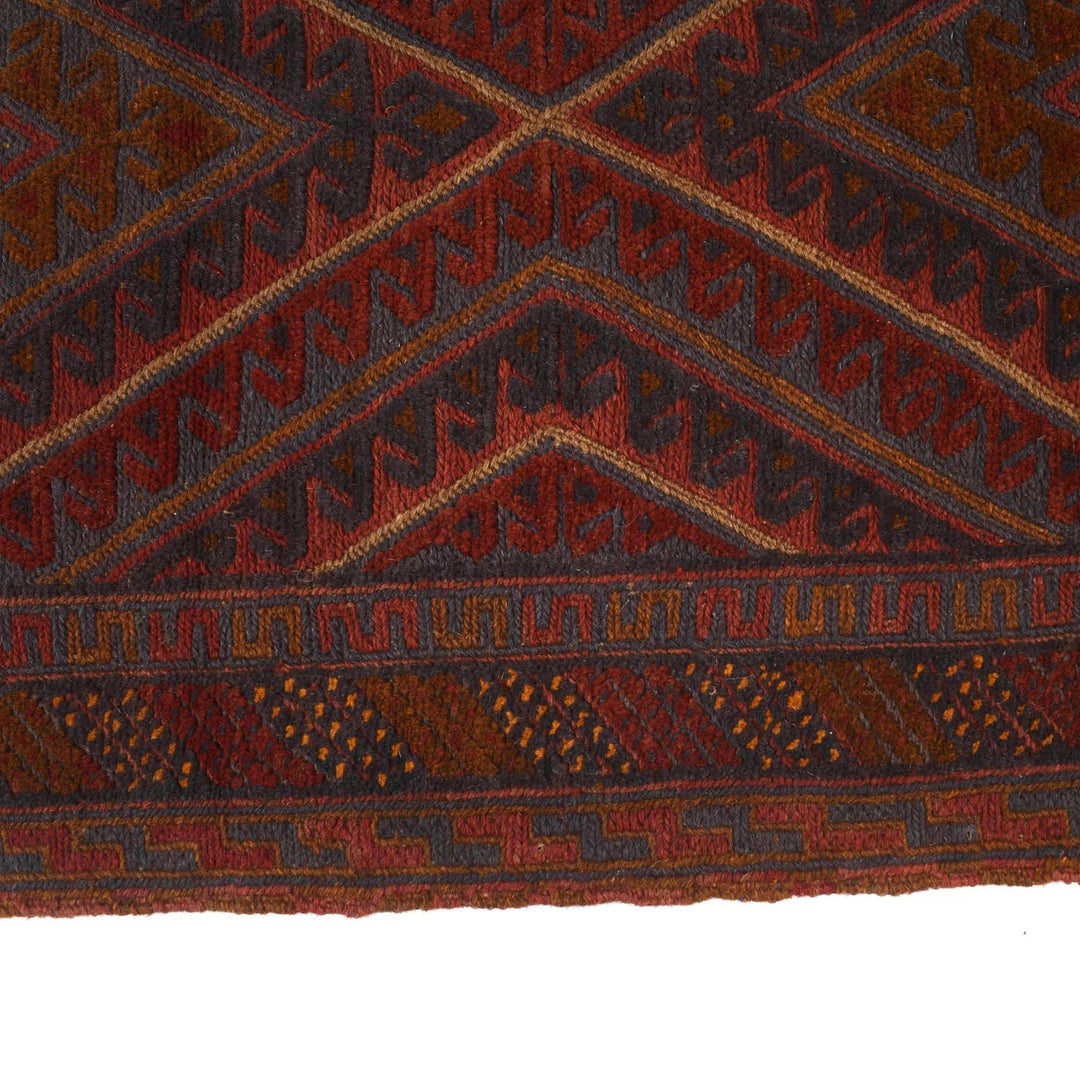 Red Afghan Mashwani Rug 2' 6" x 12' 10" Hand-Knotted | No. AL56988
