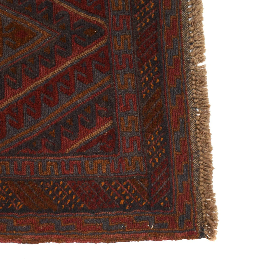 Red Afghan Mashwani Rug 2' 6" x 12' 10" Hand-Knotted | No. AL56988