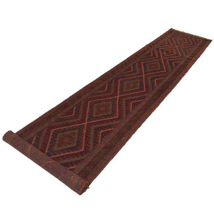 Red Afghan Mashwani Rug 2' 6" x 12' 10" Hand-Knotted | No. AL56988