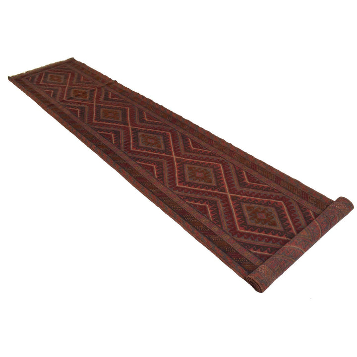 Red Afghan Mashwani Rug 2' 6" x 12' 10" Hand-Knotted | No. AL56988