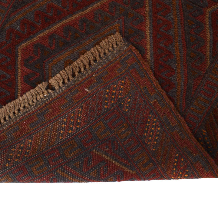Red Afghan Mashwani Rug 2' 6" x 12' 10" Hand-Knotted | No. AL56988
