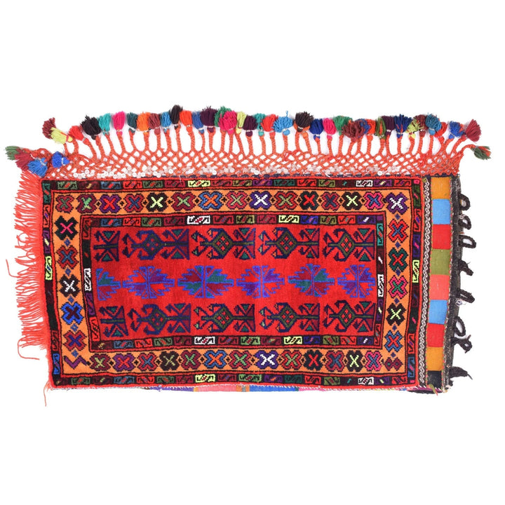 Red Afghan Balisht Rug 2' " x 3' 1" Hand-Knotted | No. AL57002