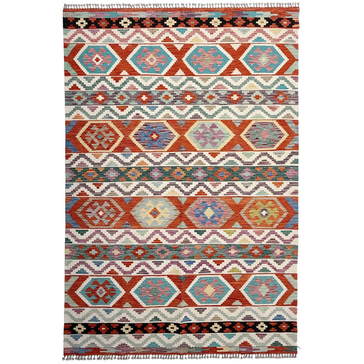 Afghan Vegetable Kilim Rug 6' 10" x 10' 2" Flat-Weave | No. AL57028