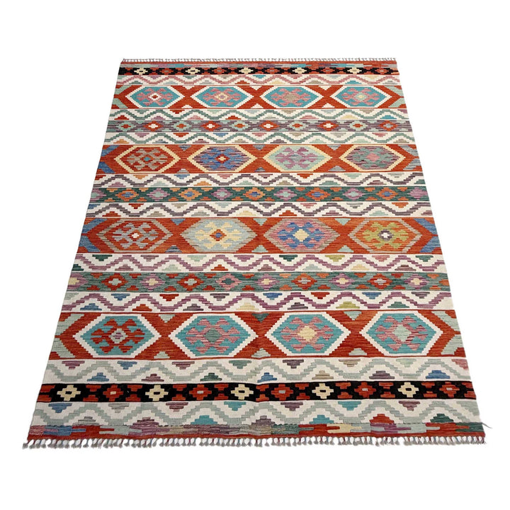 Afghan Vegetable Kilim Rug 6' 10" x 10' 2" Flat-Weave | No. AL57028