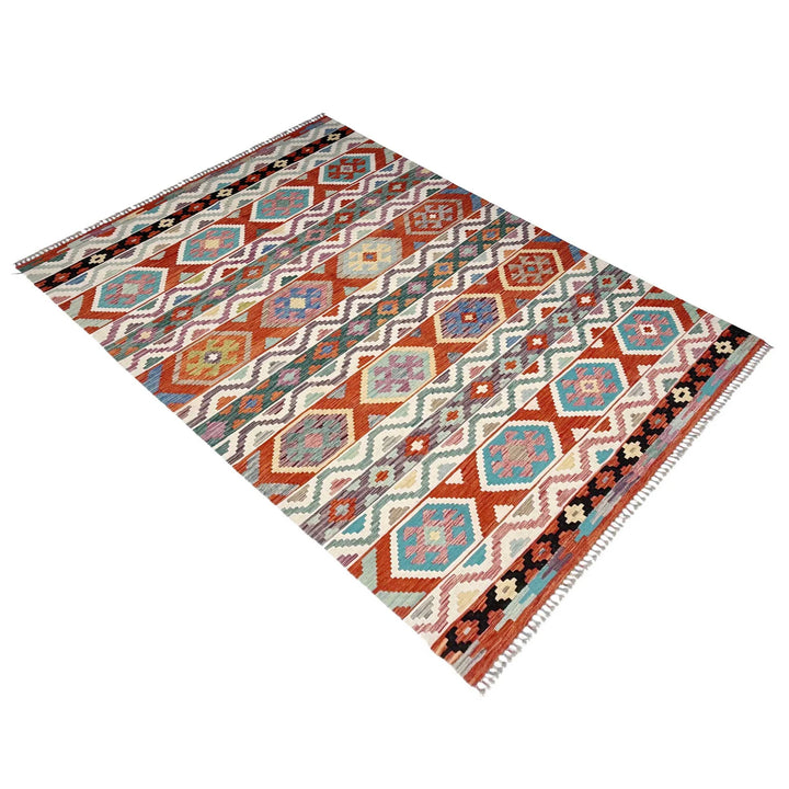 Afghan Vegetable Kilim Rug 6' 10" x 10' 2" Flat-Weave | No. AL57028