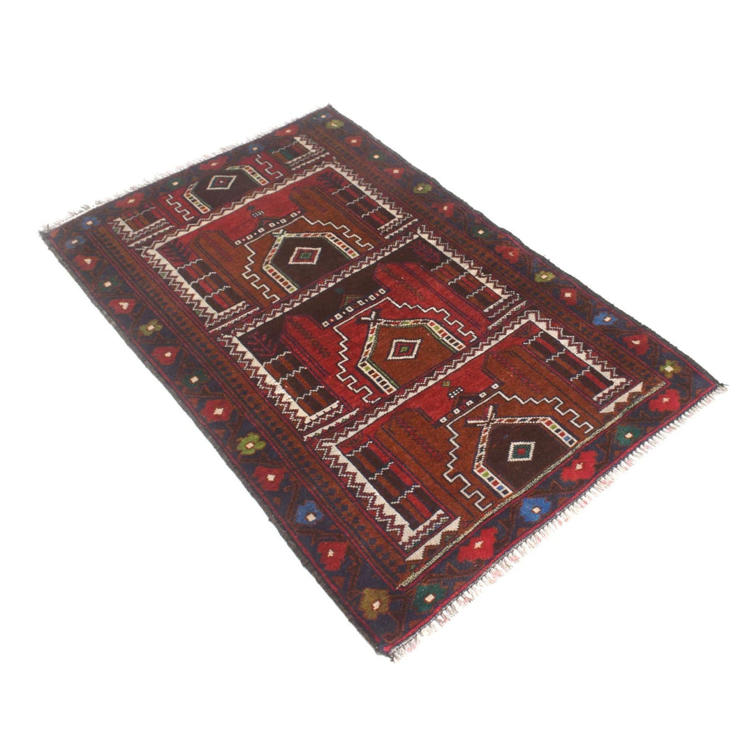 Afghan Prayer Rug 2' 7" x 4' 2" Hand-Knotted | No. AL57029