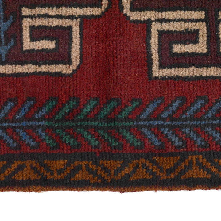 Red Afghan Baluchi Rug 2' 2" x 7' 10" Hand-Knotted | No. AL57045