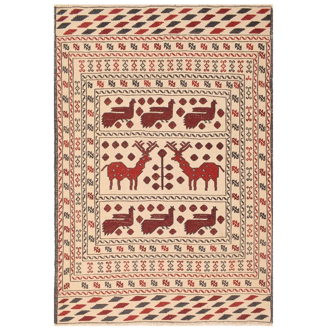 White Flat Weave Kelim 4' 1" x 5' 10" - No. AL57056