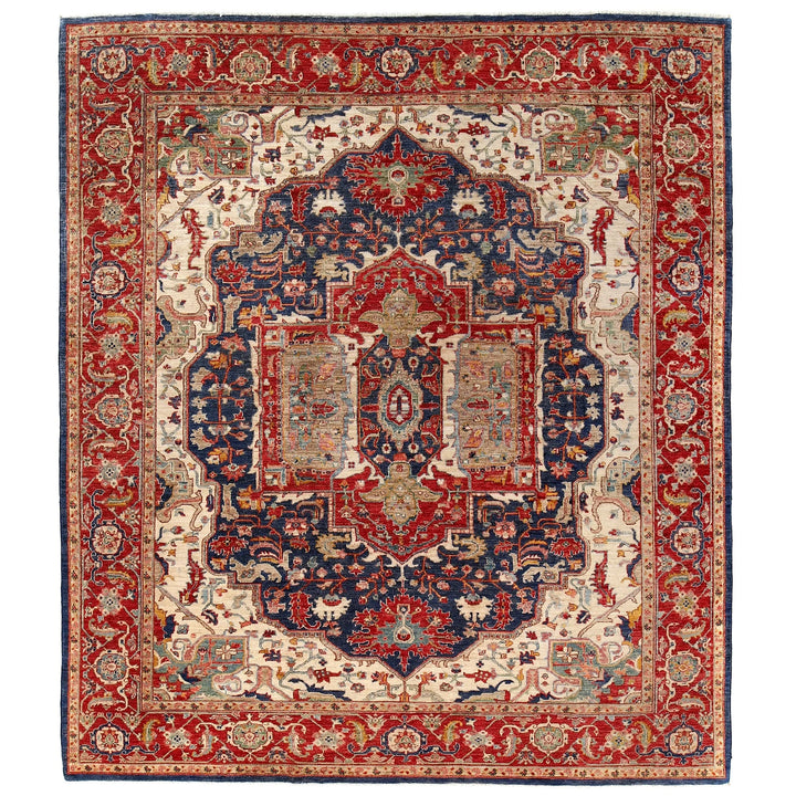 Afghan Heriz Rug 8' 0" x 9' 9" Hand-Woven | No. AL57199
