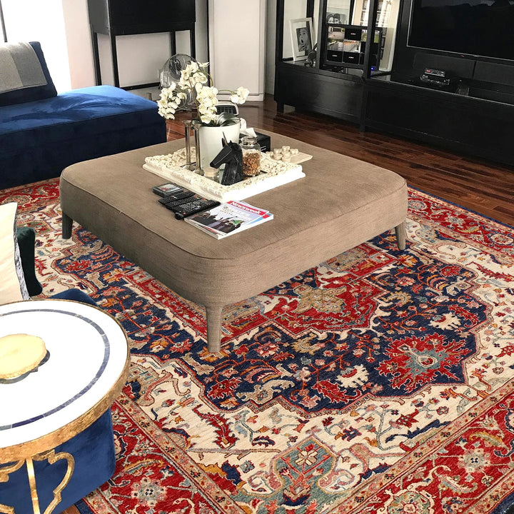 Afghan Heriz Rug 8' 0" x 9' 9" Hand-Woven | No. AL57199