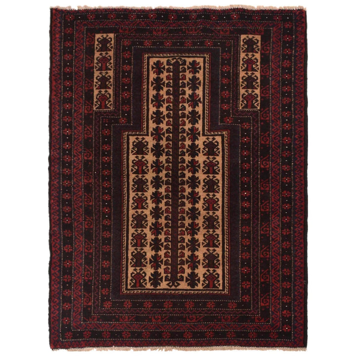 Afghan Prayer Rug 2' 10" x 4' 2" Hand-Knotted | No. AL57200