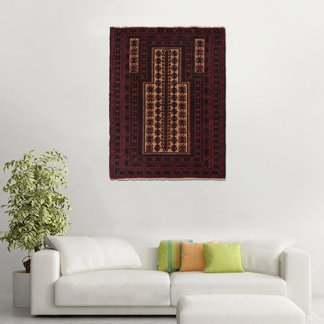 Afghan Prayer Rug 2' 10" x 4' 2" Hand-Knotted | No. AL57200