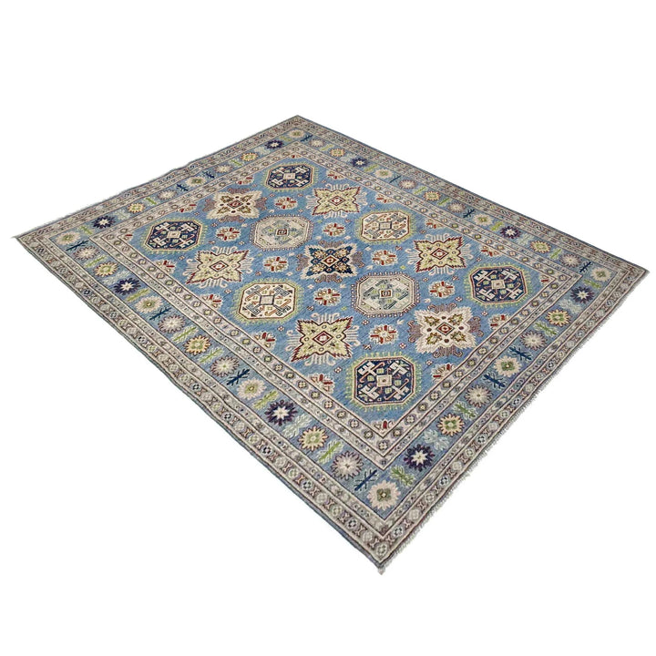 Blue Afghan Kazak Rug 4' 8" x 6' 11" Hand-Knotted | No. AL57216
