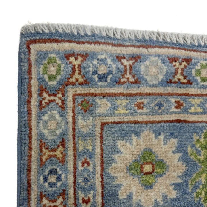 Blue Afghan Kazak Rug 4' 8" x 6' 11" Hand-Knotted | No. AL57216