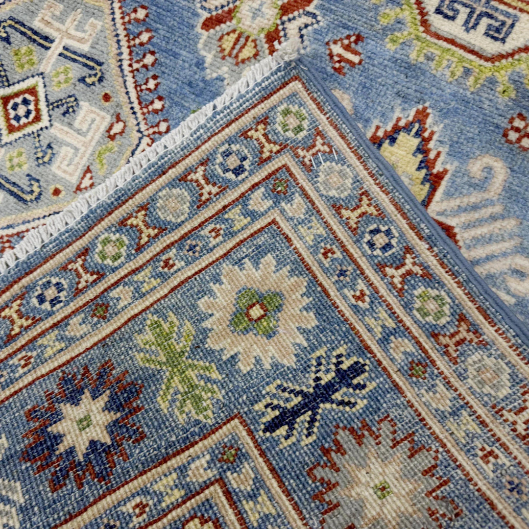 Blue Afghan Kazak Rug 4' 8" x 6' 11" Hand-Knotted | No. AL57216
