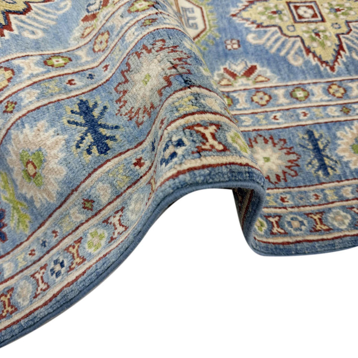 Blue Afghan Kazak Rug 4' 8" x 6' 11" Hand-Knotted | No. AL57216
