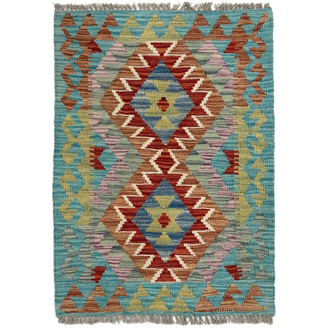 Afghan Kilim Rug 1' 10" x 2' 10" Flat-Weave | No. AL57254