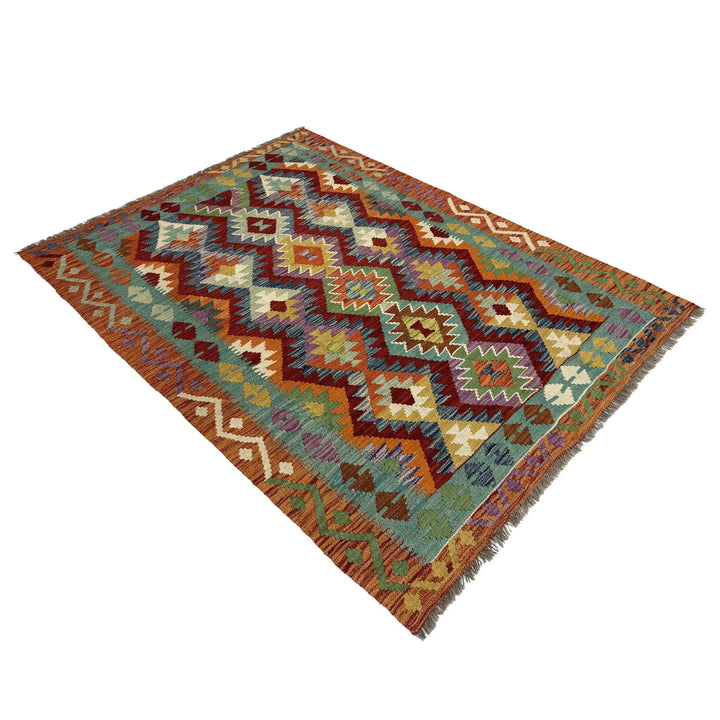 Afghan Vegetable Kilim Rug 4' 4" x 6' 2" Flat-Weave | No. AL572709