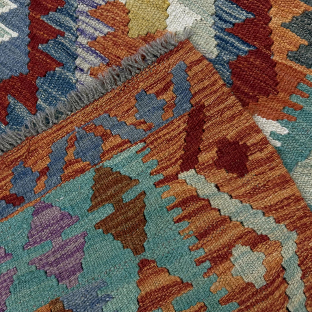 Afghan Vegetable Kilim Rug 4' 4" x 6' 2" Flat-Weave | No. AL572709
