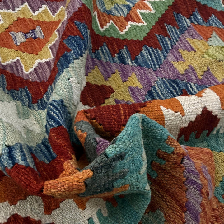 Afghan Vegetable Kilim Rug 4' 4" x 6' 2" Flat-Weave | No. AL572709
