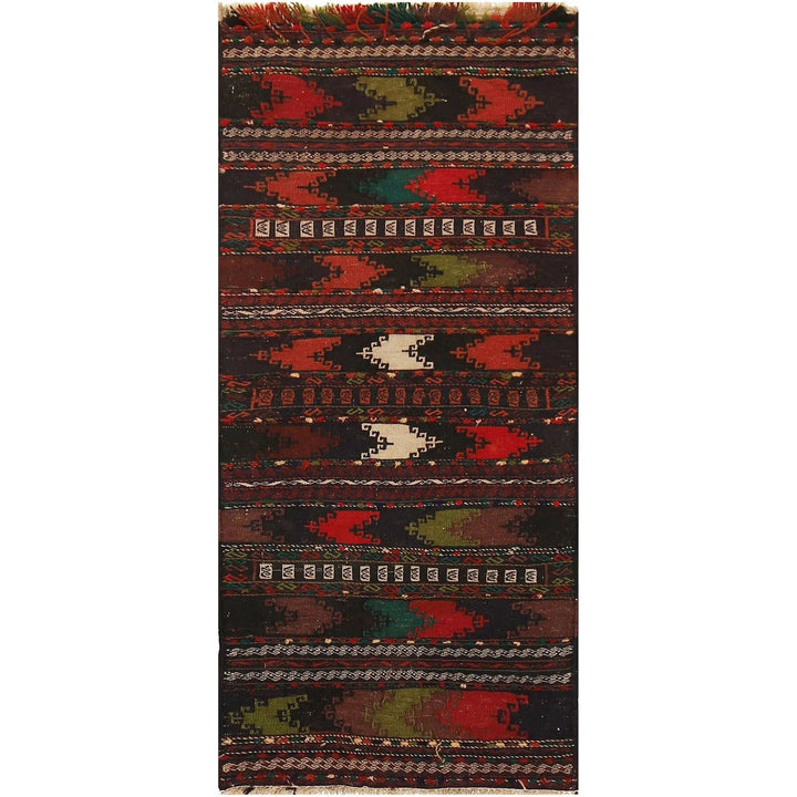 Afghan Sufra Kilem Runner 2' 2" x 4' 10" Flat-Weave | No. AL57275