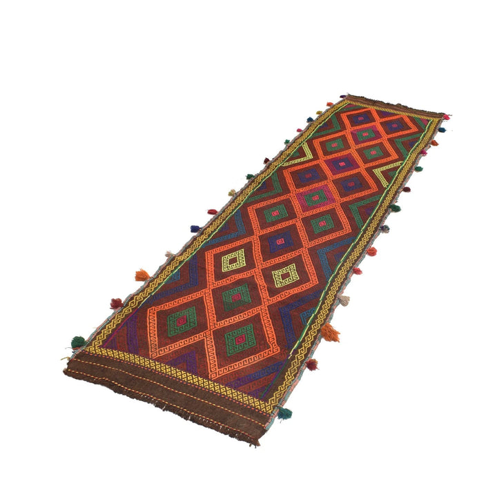 Afghan Suzani Kilim Rug 2' 4" x 8' 5" Flat-Weave | No. AL57313