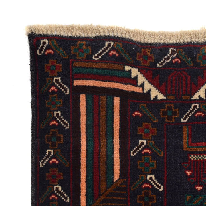 Afghan Baluchi Rug 3' 10" x 6' 3" Hand-Knotted | No. AL57335